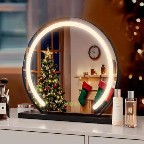 S'AFIELINA Schminkspiegel mit Beleuchtung 50cm Hollywood Spiegel Dimmbar 3 Farbtemperatur Touch-Steuerung LED Kosmetikspiegel 360° Drehbar Makeup Spiegel mit Beleuchtung-Schwarz S'AFIELINA Schminkspiegel mit Beleuchtung 50cm Hollywood Spiegel Dimmbar 3 Farbtemperatur Touch-Steuerung LED Kosmetikspiegel 360° Drehbar Makeup Spiegel mit Beleuchtung-Schwarz