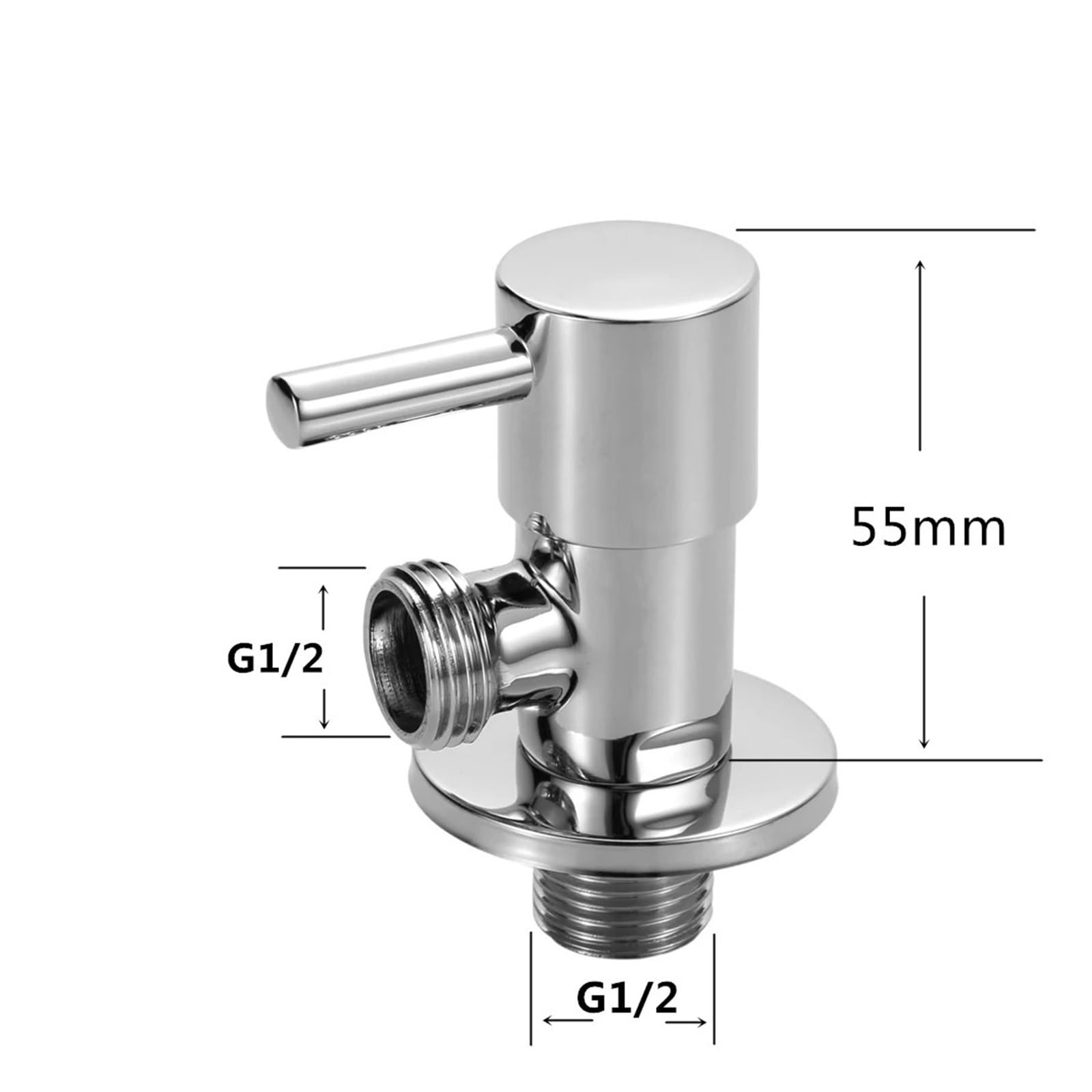 Vanne de contrôle de l'eau, vanne d'angle de Robinet, inverseur en Laiton, vanne de Toilette, Accessoires de Cuisine, en Laiton Massif chromé