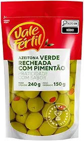 Vale Fértil Azeitona Verde Em Conserva Recheio Pimentão Sachê 150G