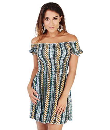 KRISP Donna Signorina Vestito Elasticizzato Spalle...