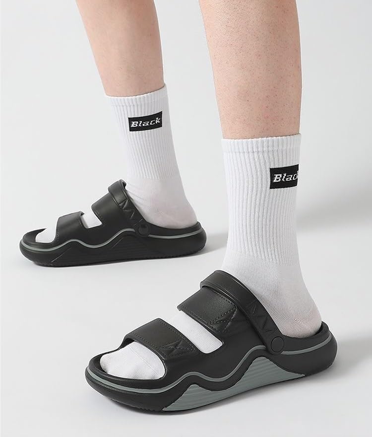 Men’s Summer Sandals – Thick Sole Outdoor Beach Slide Shoes – Breathable Dual-Use Sandals for Driving & Casual Wear(Gray,26-26.5cm)3