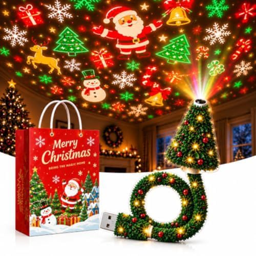 Christmas Tree Night Light Projector LED Holiday Desk Lamp