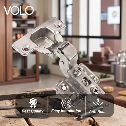 Image of VOLO 2D Normal Mild Steel Cabinet Hinges for Furniture, Wardrobes, Doors, and Storage Units | (15 Crank | Inset, 10 Pieces (5 Pair))
