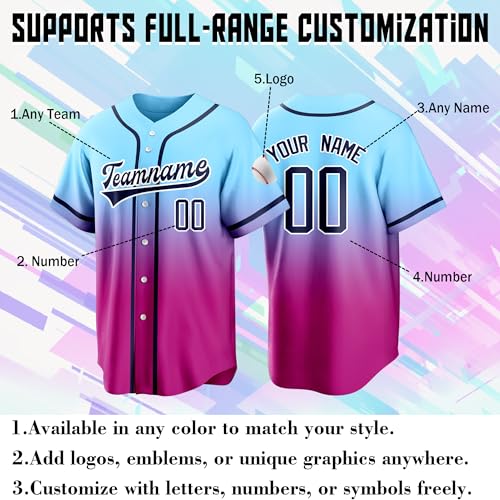 Camiseta personalizada de béisbol con nombre, número y logo cosidos para hombre y mujer miniatura 3