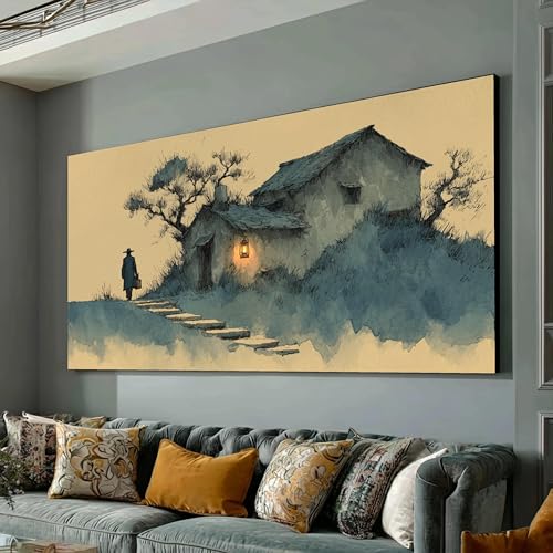 Affiche vintage de paysage avec cadre intérieur 30x50 cm pour décoration murale rétro