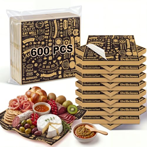 Outus 600 Pcs 12 x 12 Inch Deli Wax Paper Sheets, Black,Yellow