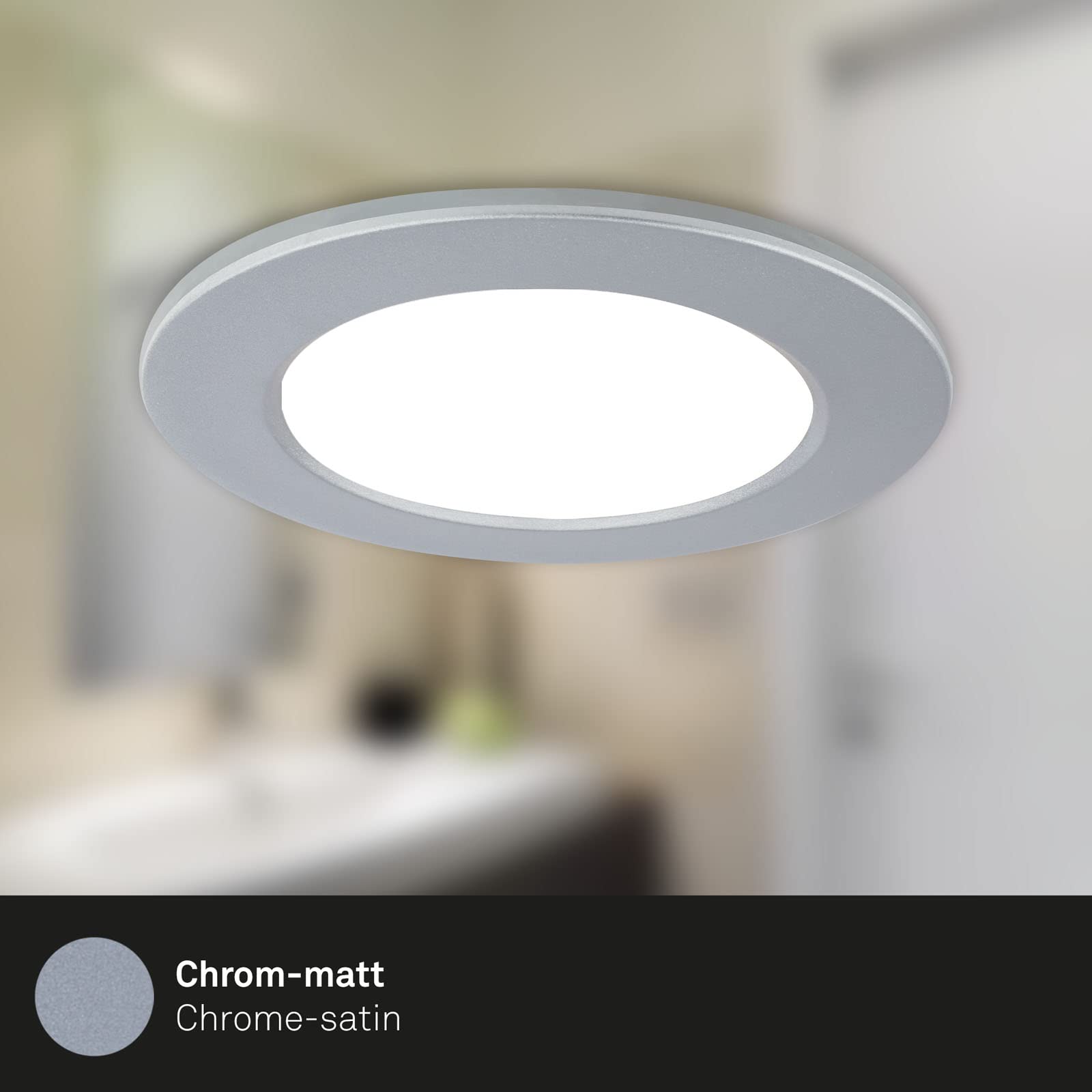 BRILONER - Juego de 3 focos empotrables de LED en el techo, focos empotrables de LED en el baño, focos empotrables en el baño IP44, cromo mate, 92x45 (DxH)