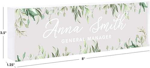 Vista 127 de Andaz Press Placa de nombre de escritorio de oficina, diseño floral de melocotón rubor personalizado para el hogar, escritorio, profesor, jefe