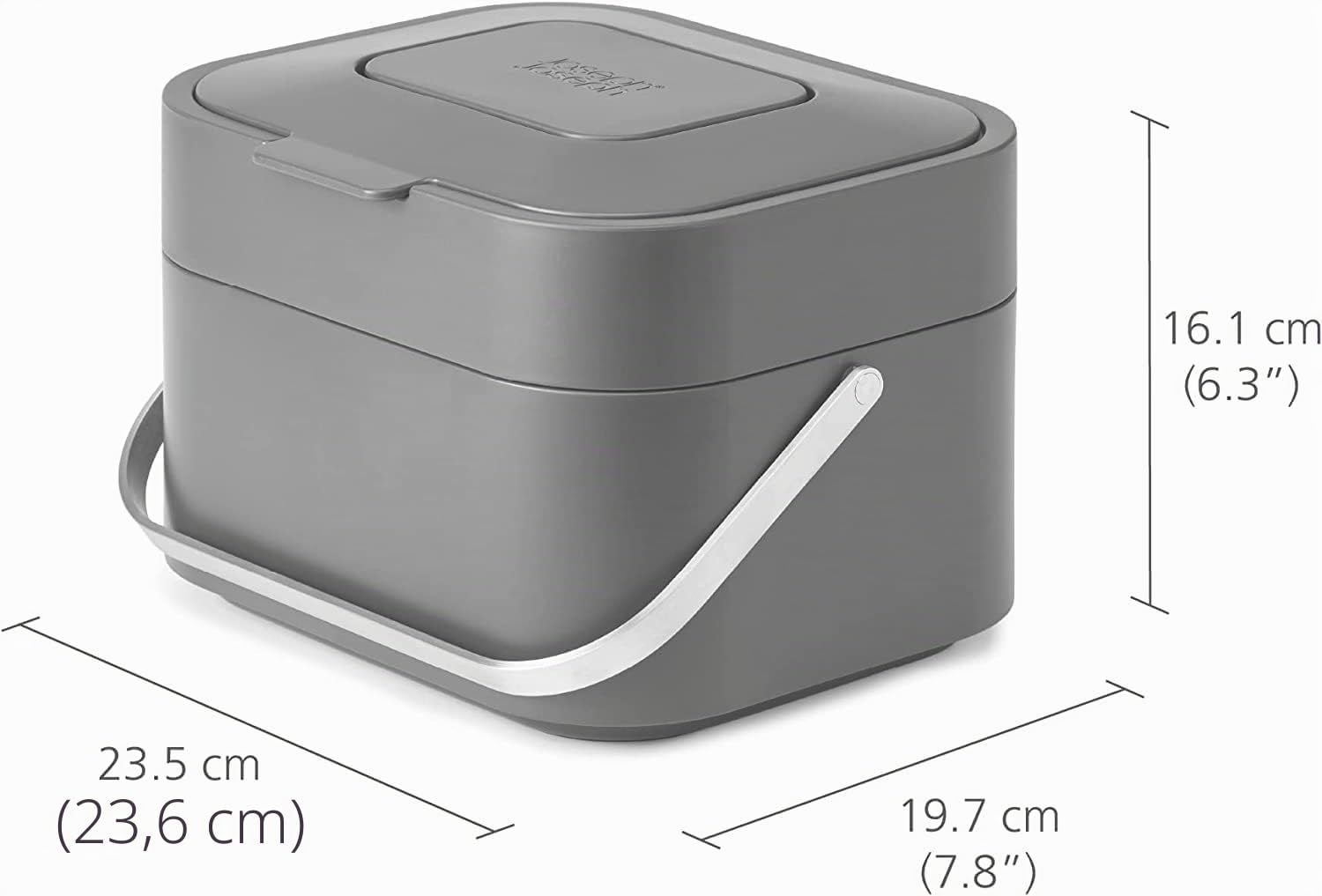 Joseph Joseph Stack 4 - Komposteimer küche, biomülleimer mit Geruchsfilter und Deckel, Plastik, 4 Liter, Graphit