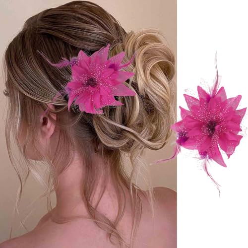 2 fermagli per capelli con piume bianche, accessorio per capelli da donna, sposa, matrimonio