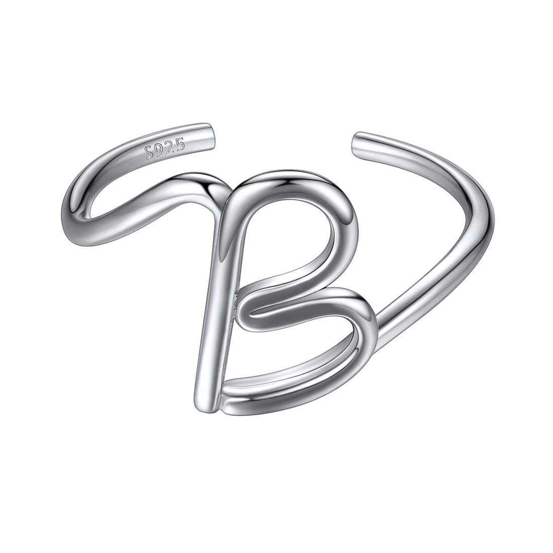 ChicSilver Personalized 925 Sterling Silver Initial Letter Ring A-Z Stackable Ring Adjustable Size 6-11(with Gift Box)
