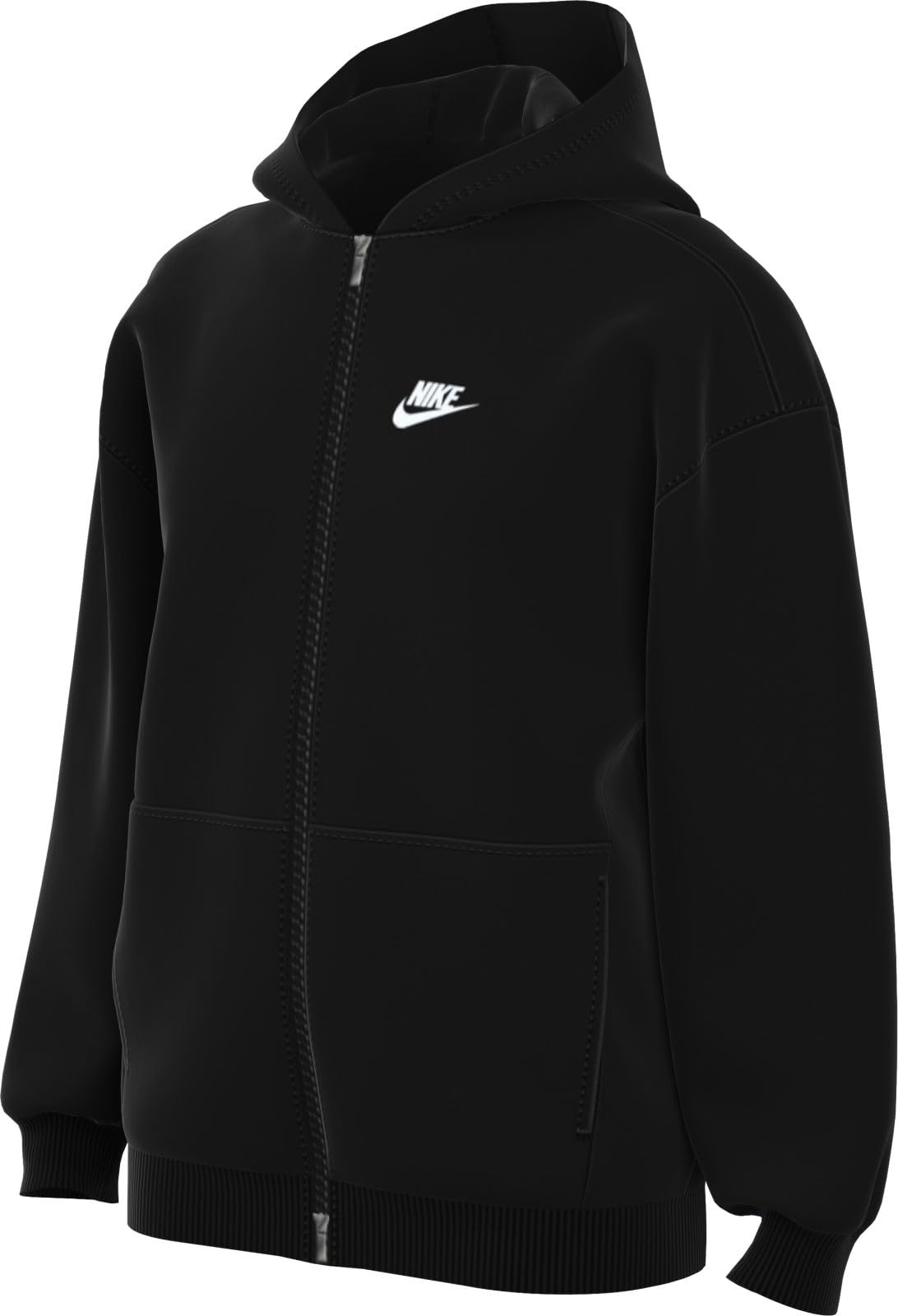 Nike Sportswear Older Kids Club Fleece Oversized Full Zip Hoodie 8 15Y Black