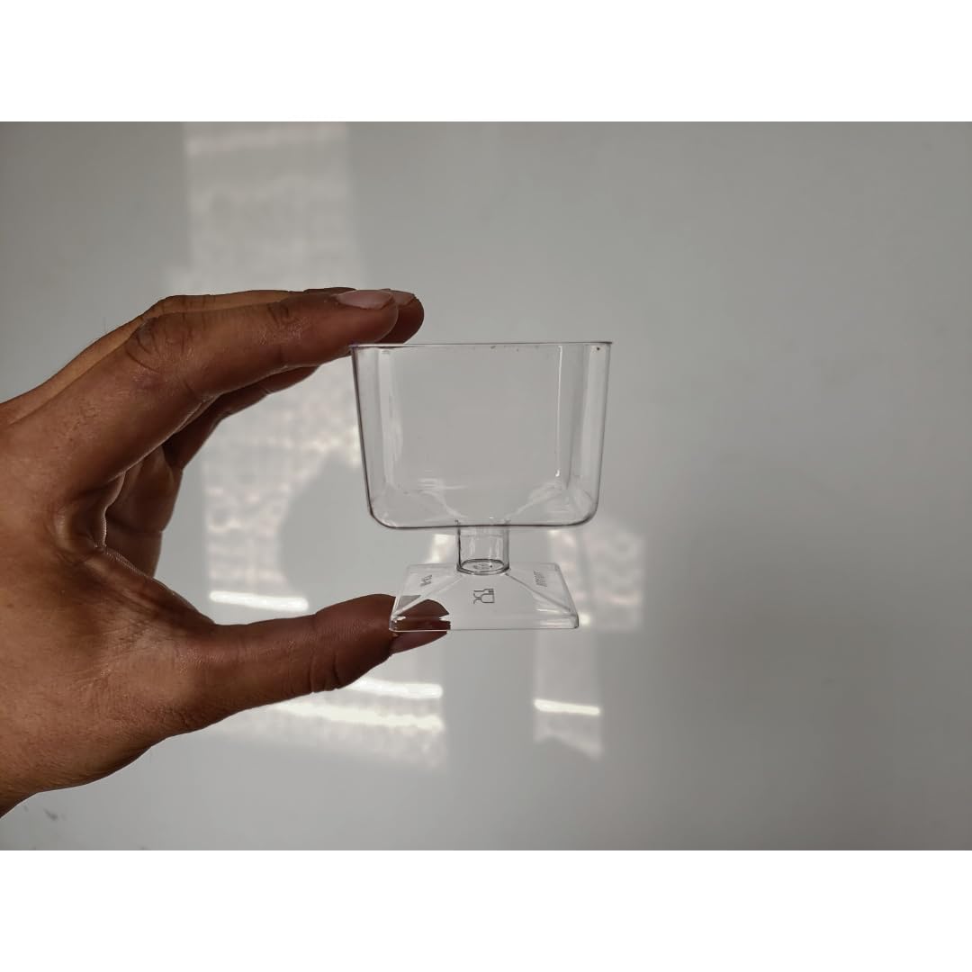 APOLLINE INDIA® 20pcs Dessert Cup Pudding Serveware Coupe Wine Mousse Cup Trifle, Fruit Parfait, Sundae and Nuts, Mini Footed Clear Cup 100ml