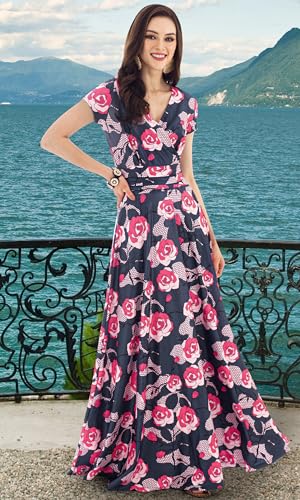 Image of KOH KOH Womens Long Modest Floor Length Flowing Summer Print Maxi Dress