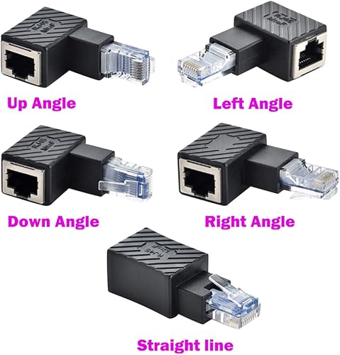 Miniatura 2 de Adaptador Ethernet de 90 grados, LAN Ethernet de 90 grados, RJ45 macho a hembra, adaptador de red de ángulo recto Cat5  Cat5e  Cat6 para módem,