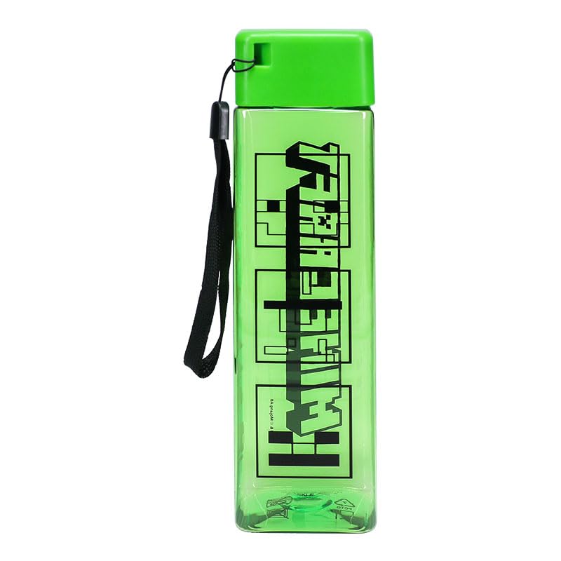 Paladone Minecraft Water Bottle - Officially Licensed Block Shaped Green Drinkware for Gamers with Carry Strap and Straw - Image 4