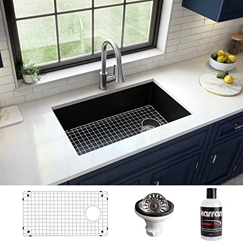 Karran Qu-670 Undermount Quartz Composite 32 In. Single Bowl Kitchen Sink Kit In White #TOP1