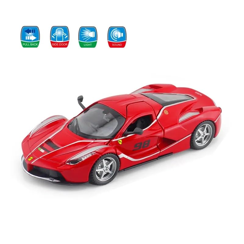 Image of 1:32 Ferrari FXX K Toy Car Diecast Metal Pull Back Car - 4 Openable Doors with Sound & Light | Perfect Toy & Gift for Kids 【Red】