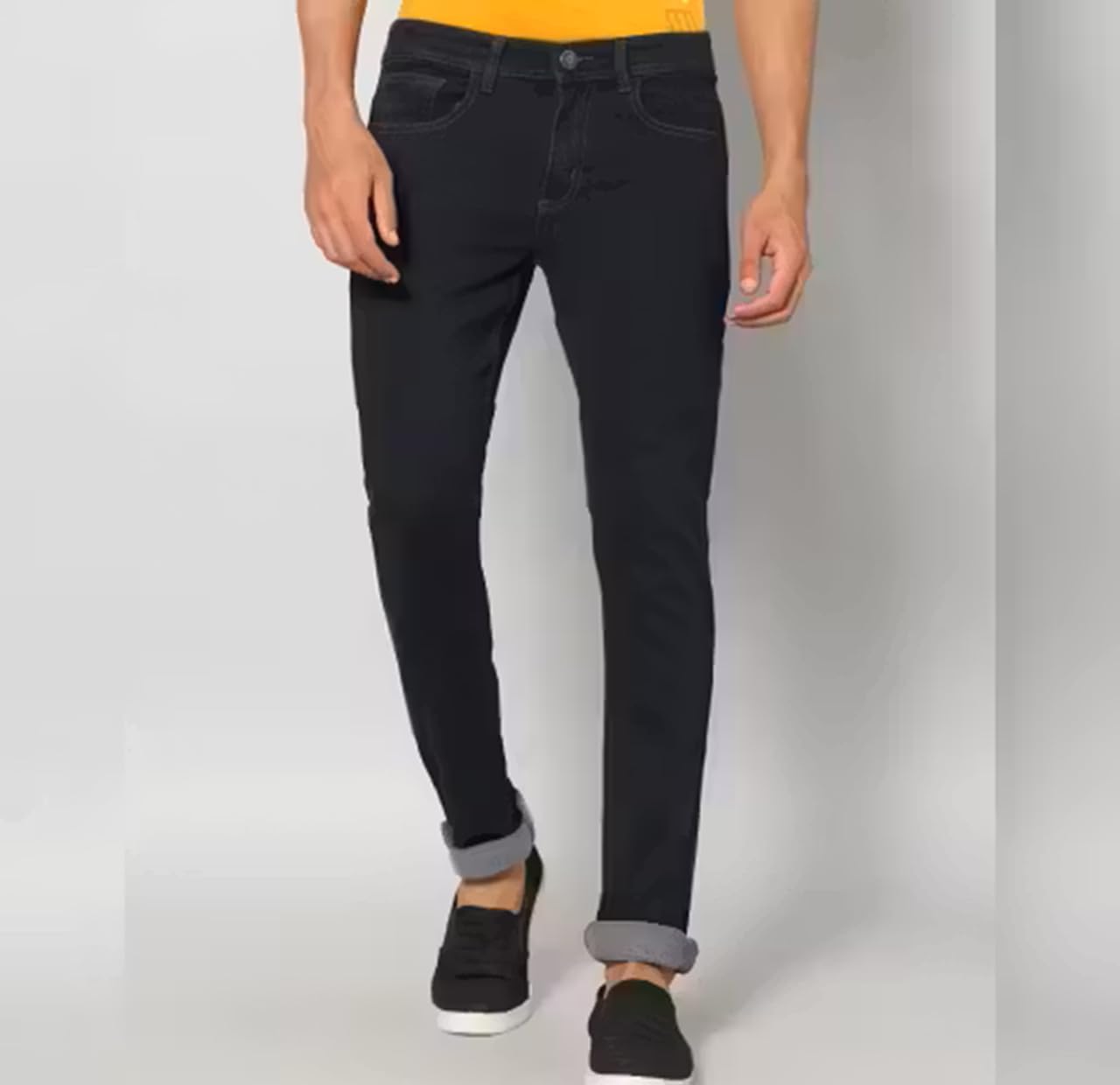 Men’s Slim Fit Jeans | Stretchable Jeans for Men |Casual Cotton Blend Pants with Classic 5-Pocket Style Black-picture-47