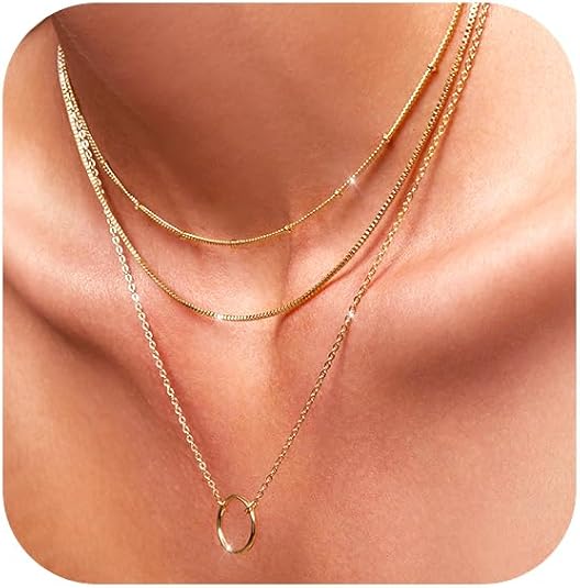 Layered gold necklaces for women
