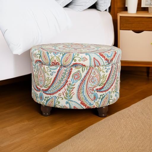 Homepophomedecorupholsteredroundstorageottomanottomanwithstorageforlivingroombedroomboldpaisleylarge Urban Country Home Decor Homepop home decor upholstered round storage ottoman ottoman with storage for living room bedroom bold paisley large urban country home decor