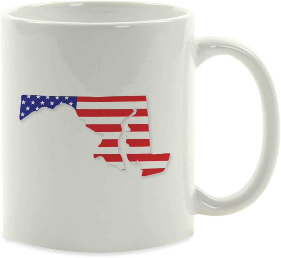 Andaz Press 11oz. US State Coffee Mug Gift, United States Country Flag, Maryland, 1-Pack, Presidential Election Veterans Day Fourth of July Party Decorations Birthday Christmas Gift Ideas