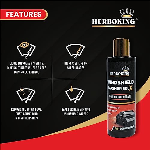 Image of Windshield Washer 500x Fluid Concentrate(5 mL Enough for 2 L Tank) up to 40time use Improves Visibility Safe for Rain Reamove Dirt (200ml)