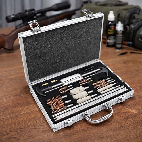 WilTec Kit de Nettoyage Arme et Pistolet 100 pcs. Mallette de Transport Entretien Arme à feu Brosses – Image 3
