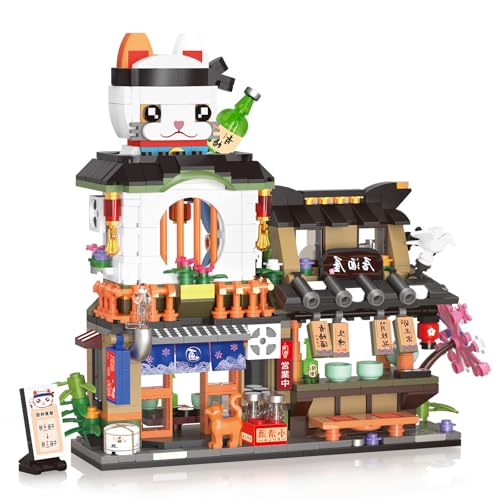 Japanisch Straßenansicht Izakaya Shop Mini Bausteine, MOC Creative STEM...