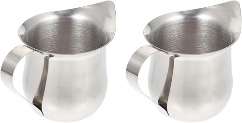 Taza de leche de acero inoxidable, 2 unidades, jarra de leche, contenedor de leche, soporte para salsa de café, jarra de leche, fuente de cocina,