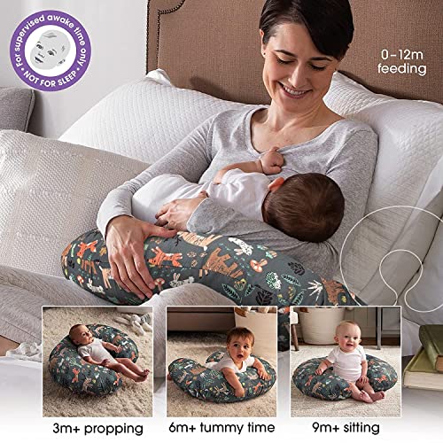 Image of ๐๐ข๐ฆ๐ ๐๐ฅ Nursing Pillow for Breastfeeding Newborn Baby | C-Shape Feeding Pillow with Removable Cotton Cover | Tummy Time, Propping & Sitting Support | Baby Feeding Pillow for Mother (Green Bhalu)