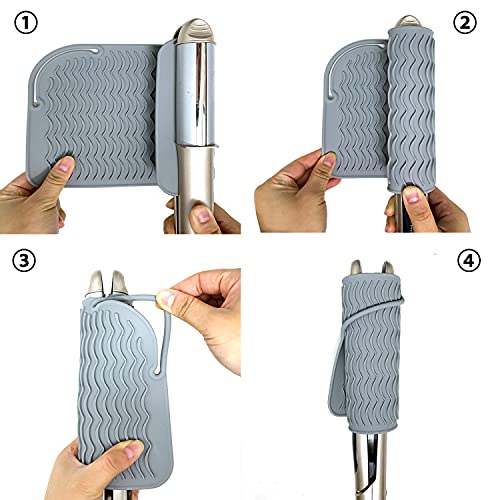 Image of Large Heat Resistant Mat for Curling Irons, Hair Straightener, Flat Irons and Hair Styling Tools 11 inch x 7.5 inch, Grey