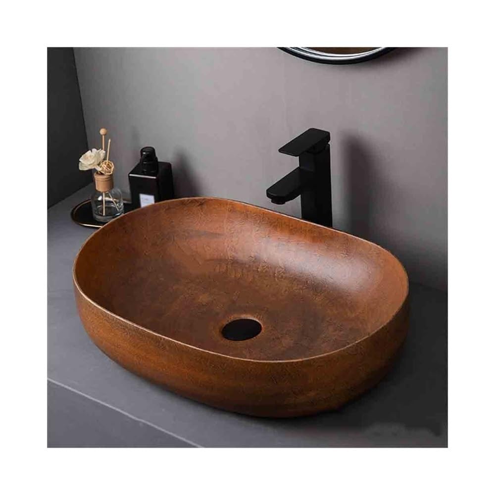 TIANQIHAO Bathroom Vessel Sink Large Ceramic Outdoor Indoor Bathroom Vintage Pedestal Basin With Accessories Patio Washbasin Vanity Vessel Sink