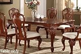 Poundex Dining Table with Carved Accents in Dark Maple Finish