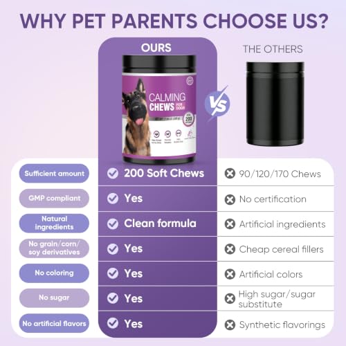 Image of Calming Chews for Dogs 200pc Dog Calming Treat and Bites with Melatonin - Calming Treats for Dogs Puppy Melatonin Sleep Aid Calm Dog with Noise,Thunder,Barking,Separation,Chewing