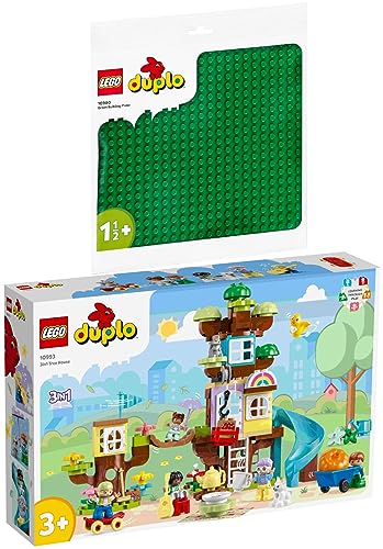 10993 3 in 1 casa sull'albero Lego Duplo, set da 2 pezzi, 10993 3 in 1, casa sull\'albero e 10980, colore: verde