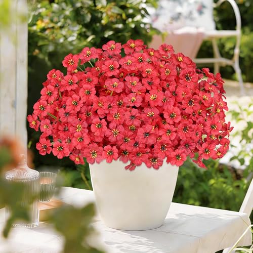 Image of AmyHomie 20 PCS Artificial Flowers for Outdoors, UV Resistant Fake Plants