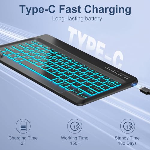 Teclado iPad Pro 12.9 con funda retroiluminada Bluetooth desmontable para 2015 2017 7