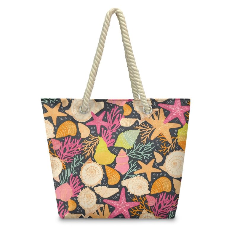 Jolamirel Hawaiian Large Beach Tote Bags for Women, Tropical Zipper Pool Bag Canvas Hobo Handbags for Travel Vacation