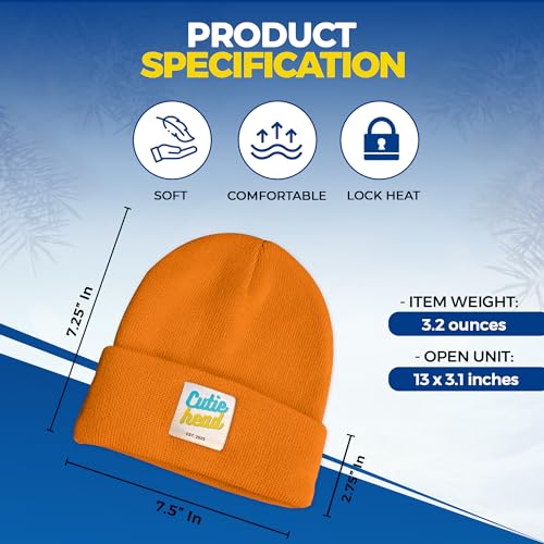 MIMILAND: Toddler Beanies for Girls & Boys | Winter Hats for Kids & Babies | Knitted Hats for Kids - Girls & Boys 1y - 4T | Adjustable Cute, Unique Design | Premium Material (Orange)4