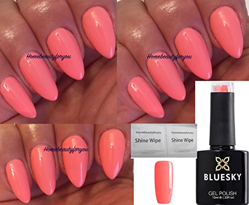 Bluesky Gel Nail Polish Pink Coral Pastel Blossom Pink Glow SPRING SUMMER COLOR UV LED Soak Off 10ml (Requires Drying under LED/UV Lamp)