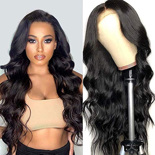 Body Wave Lace Front Wigs Human Hair Pre Plucked with Baby Hair Glueless 4×4 Brazilian Virgin Lace Closure Human Hair Wigs for Black Women Natural Color 150 Density 20 inch