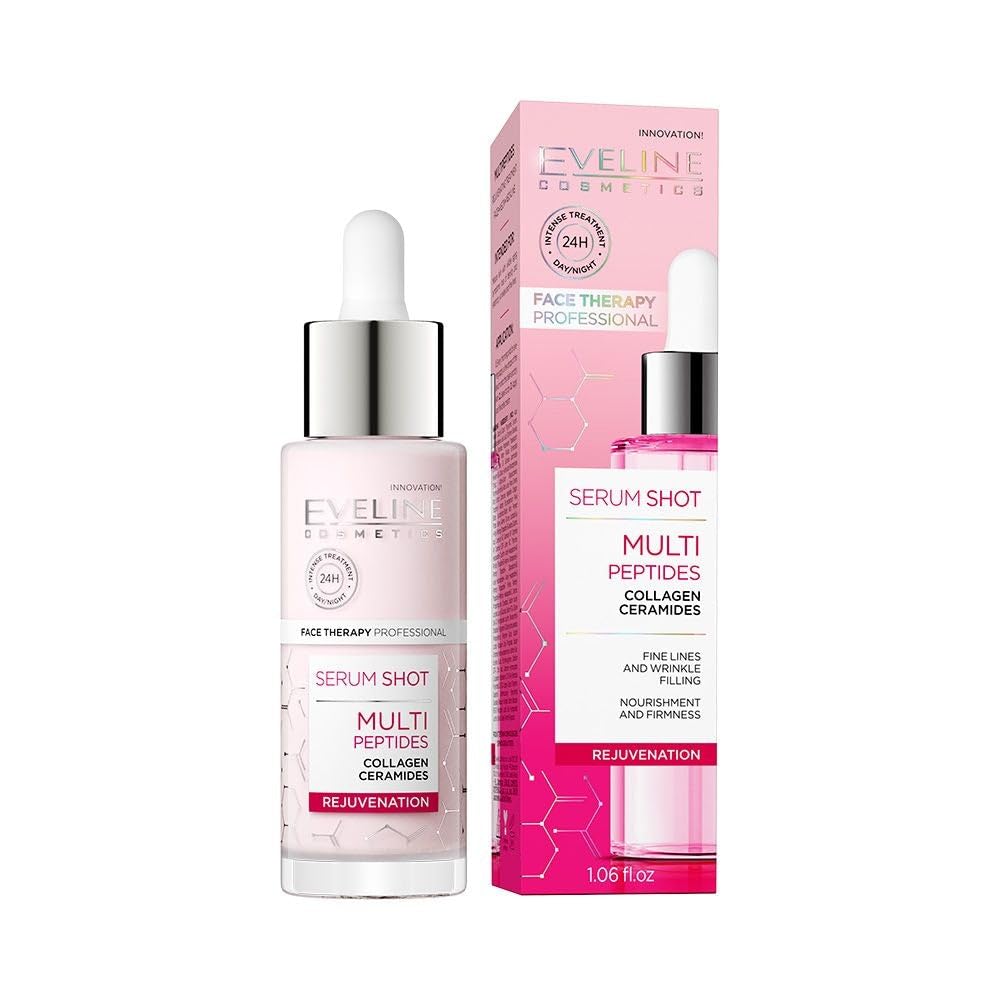 Eveline Cosmetics Face Therapy Professional Multi-Peptid Anti-Aging Serum Shot für Gesicht, Hals & Dekolleté mit 12 biomimetischen Peptiden