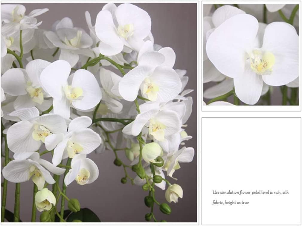 Orchidées artificielles en Soie, Fleurs artificielles avec Vase en céramique, Fleurs de phalaenopsis artificielles en Pot, Fausses Fleurs botaniques artificielles en Pot