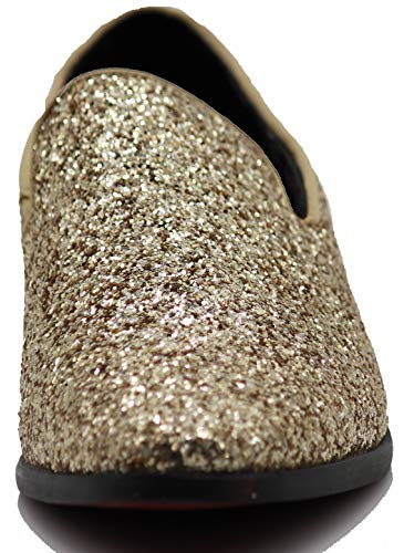 Image of SPK04 Men's Vintage Glitter Dress Loafers Slip On Shoes Classic Tuxedo Dress Shoes