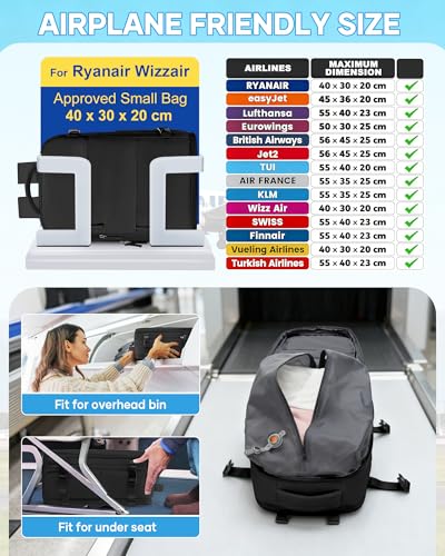 SZLX Sac à Dos Sous Vide Voyage 40x30x20 avec pompe Bagage Cabine Ryanair Wizz air Sous Vide Baggage Cabine 40x30x20 pour Ryanair Bagage à Main Easyjet Sac Ordinateur Portable Femme Homme – Image 4