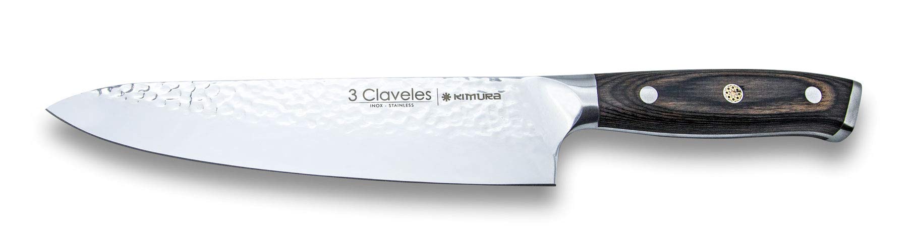 3 Claveles Juego de cuchillos de cocina profesionales de cocina de acero inoxidable + tijera de cocina con + taco de fibras, Juego 3 Cuchillos + Tijera + Taco KIMURA