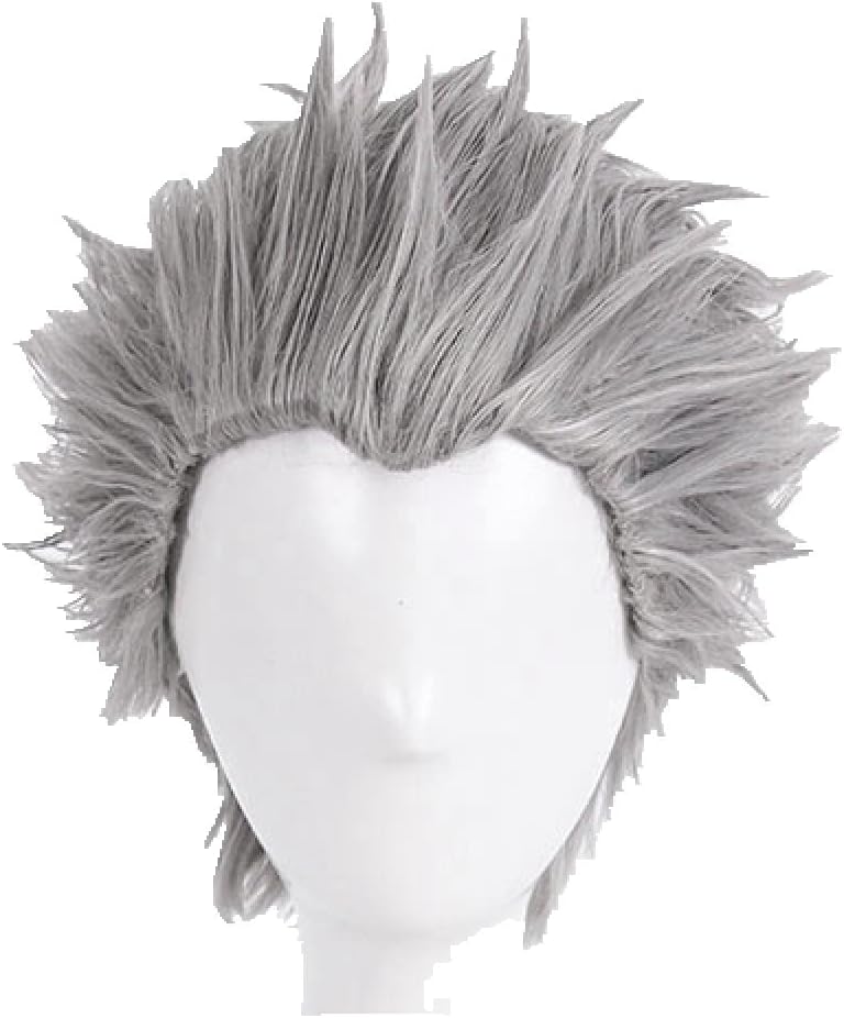 Vergil Cosplay Wig Short Silver Grey Slicked-back Hair Heat Resistant Synthetic Hair Wig + Wig Cap