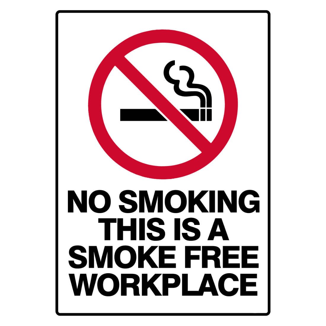 Prohibition Safety Sign - No Smoking This Is A Smoke Free Workplace Metal Tin Sign 8 x 12 inch for Industrial & Commercial