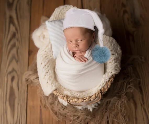 Newborn Stretch Wrap Photography Props for Baby Girl Boy Photo Swaddle Long Ripple DIY Blanket Photoshoot Basket Wrapper